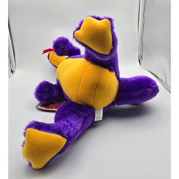 Vintage Acme 1993 Purple Dragon Plush Iridescent Wings Stuffed Animal Toy Retro - Picture 6 of 8